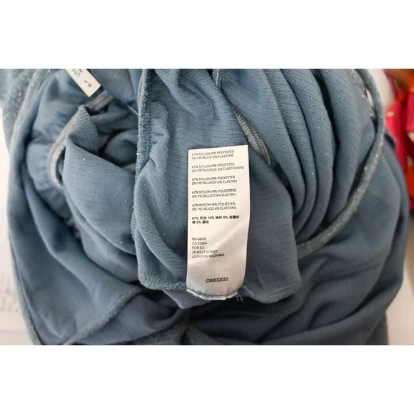 Urban Outfitters Blue Glitter Sleeveless Cross Back Wide Leg Jumpsuit Size L - Picture 5 of 5